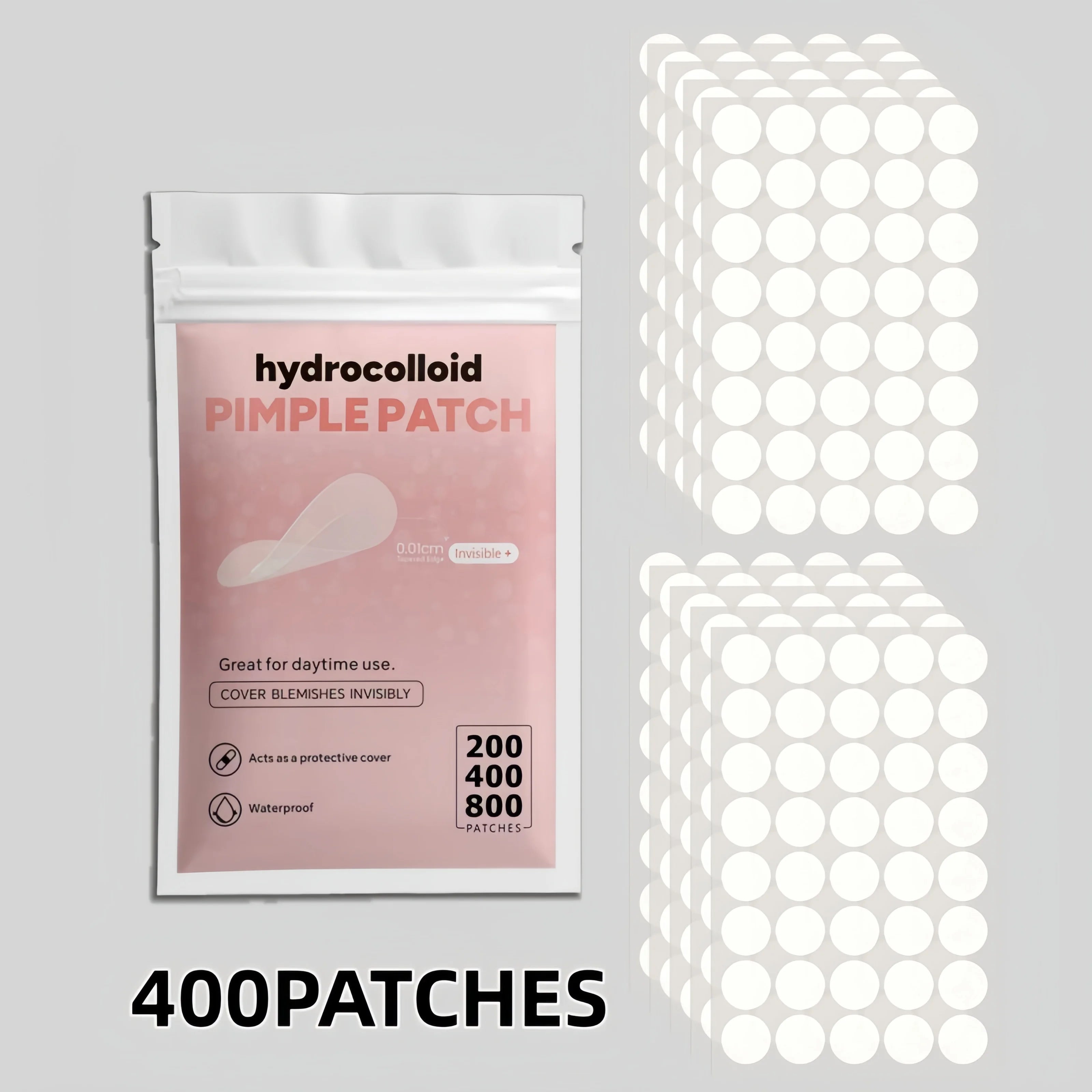 Hydrocolloid Pimple Patches — Invisible Acne Spot Treatment, 200/400/800 Pcs