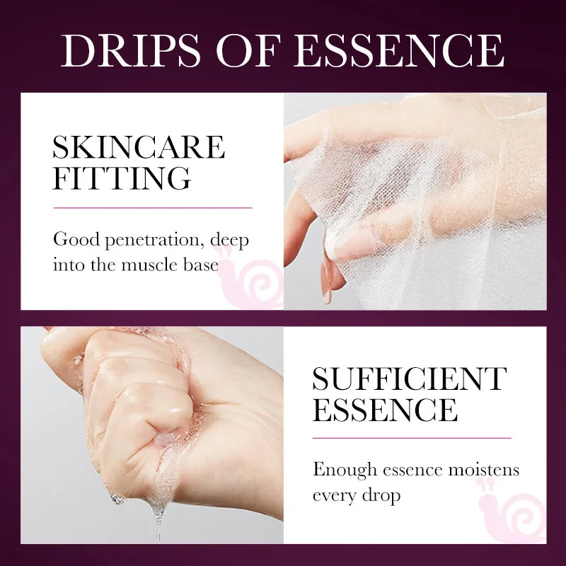 5-Pack Snail Collagen Face Masks — Anti-Aging, Hydrating & Firming Korean Skincare
