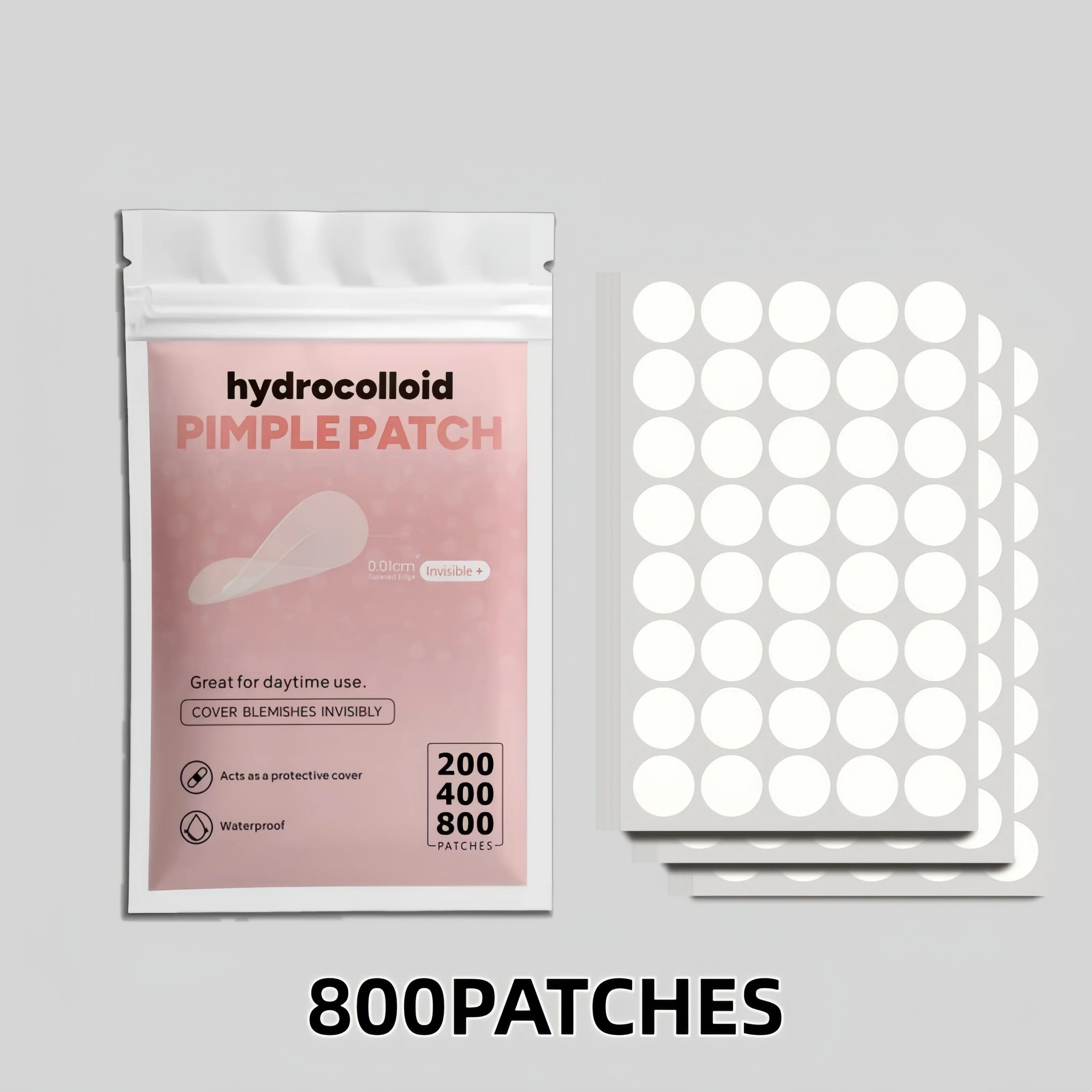 Hydrocolloid Pimple Patches — Invisible Acne Spot Treatment, 200/400/800 Pcs