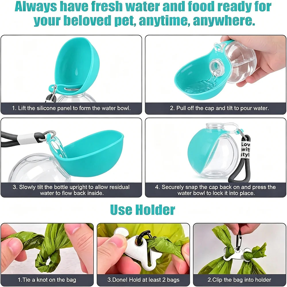 2-in-1 Portable Dog Water Bottle — Leak-Proof Silicone Bowl for Walks & Travel
