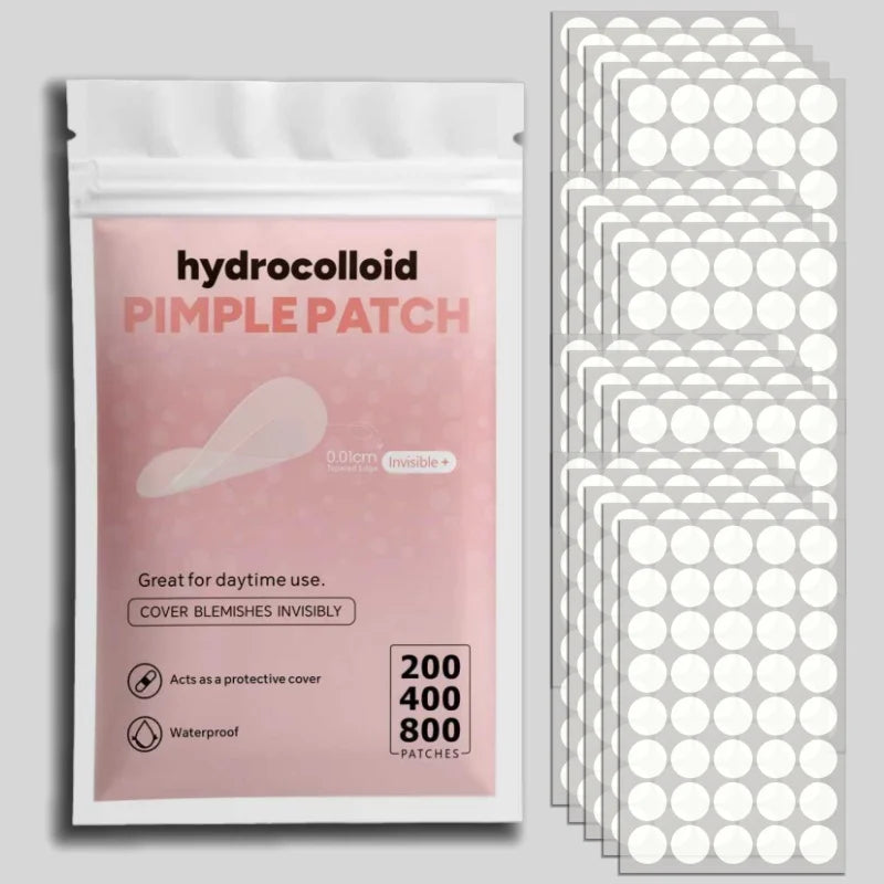 Hydrocolloid Pimple Patches — Invisible Acne Spot Treatment, 200/400/800 Pcs