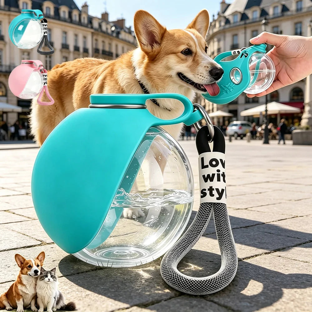 2-in-1 Portable Dog Water Bottle — Leak-Proof Silicone Bowl for Walks & Travel